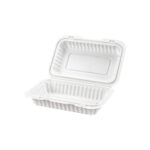 PP White Hinged Container 9x6x2.5" - 150 pcs/cs