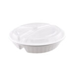 48oz 3-Compartment White Round Container - 150 sets/cs