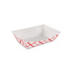 #200 2lb Basket Weave White/Red Food Tray 1000/cs