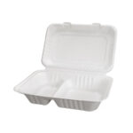 Bio Sugarcane Bagasse 2-Compartment Container 9x6x3" 250/cs